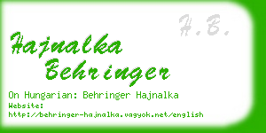 hajnalka behringer business card